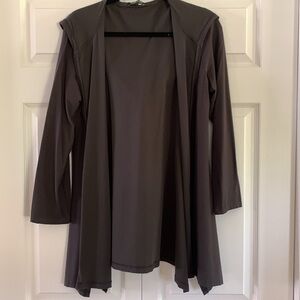 EILEEN FISHER Long Jacket Hooded Zip Front Dark Gray Size S